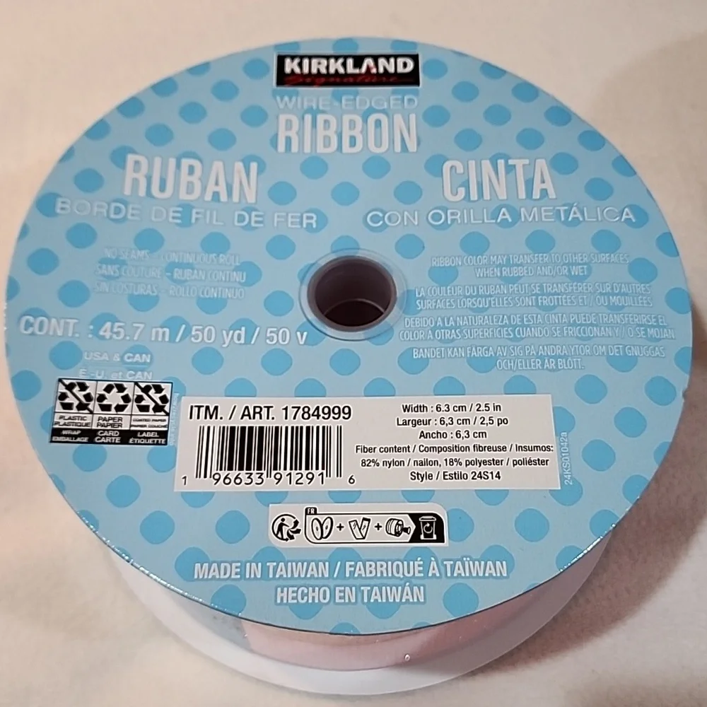3 Rolls Kirkland Wire-edged Ribbon, 138 yards approx total